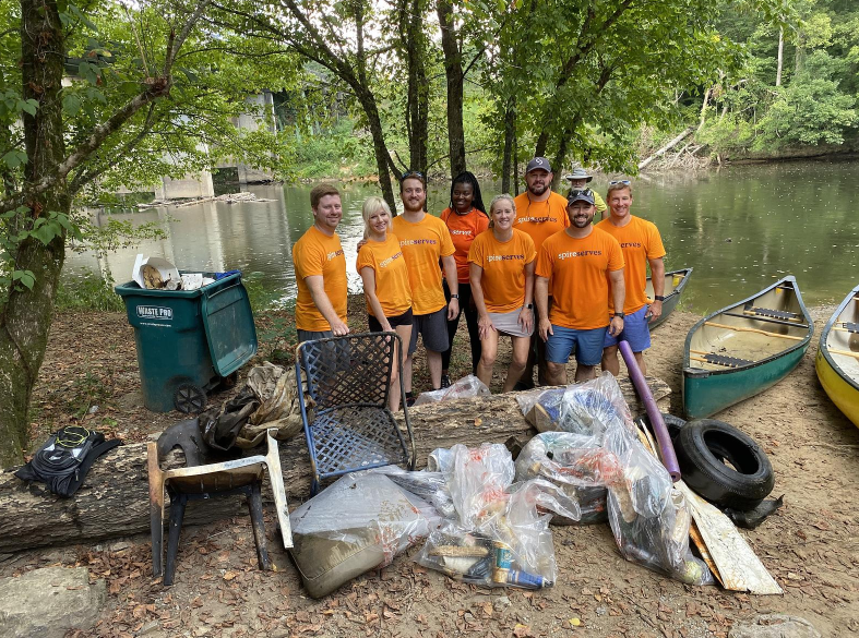 Image of Spire employees cleaning the Cahaba River
