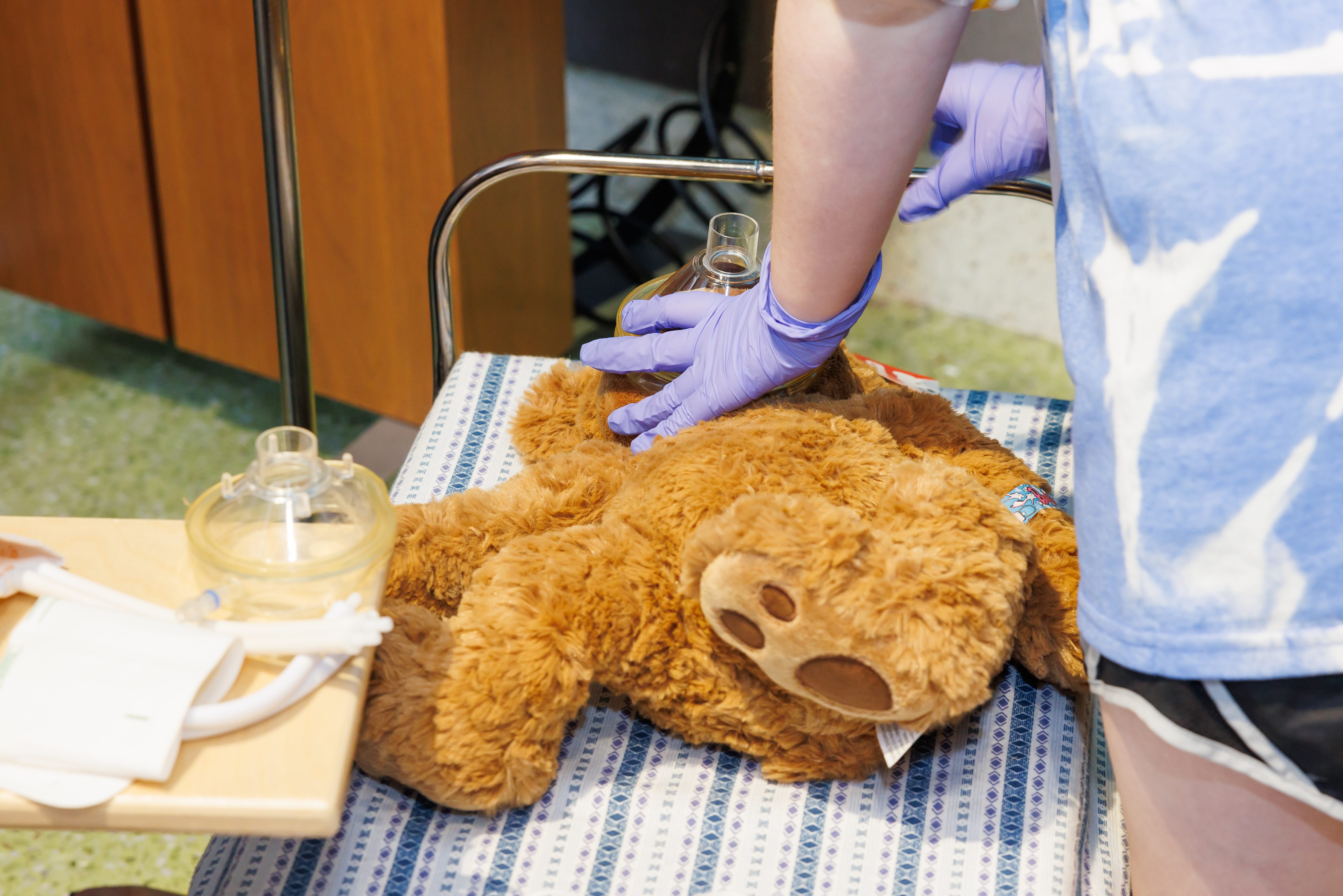 teddy bear getting medical care
