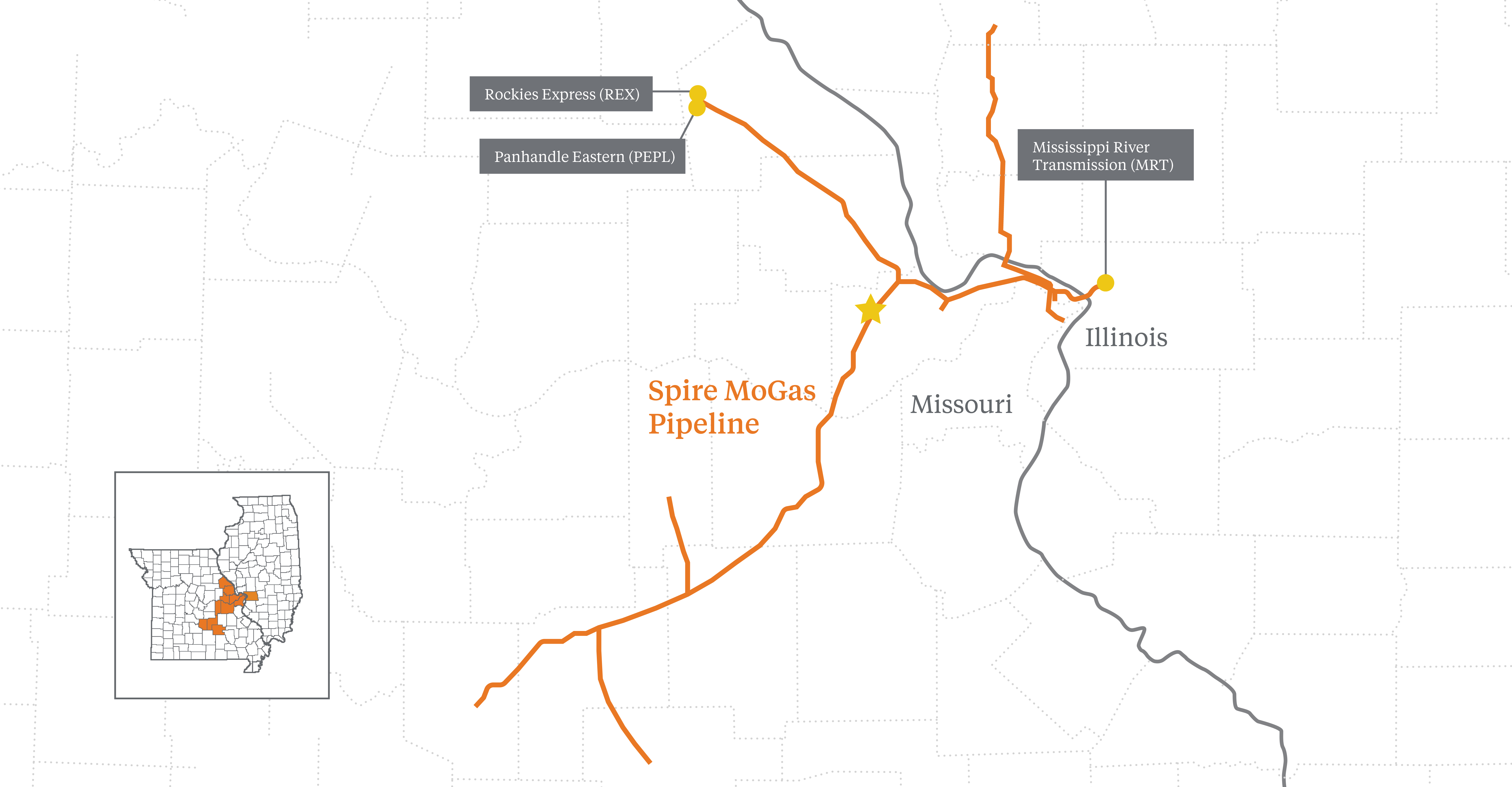 Image of Spire Mogas Pipeline route