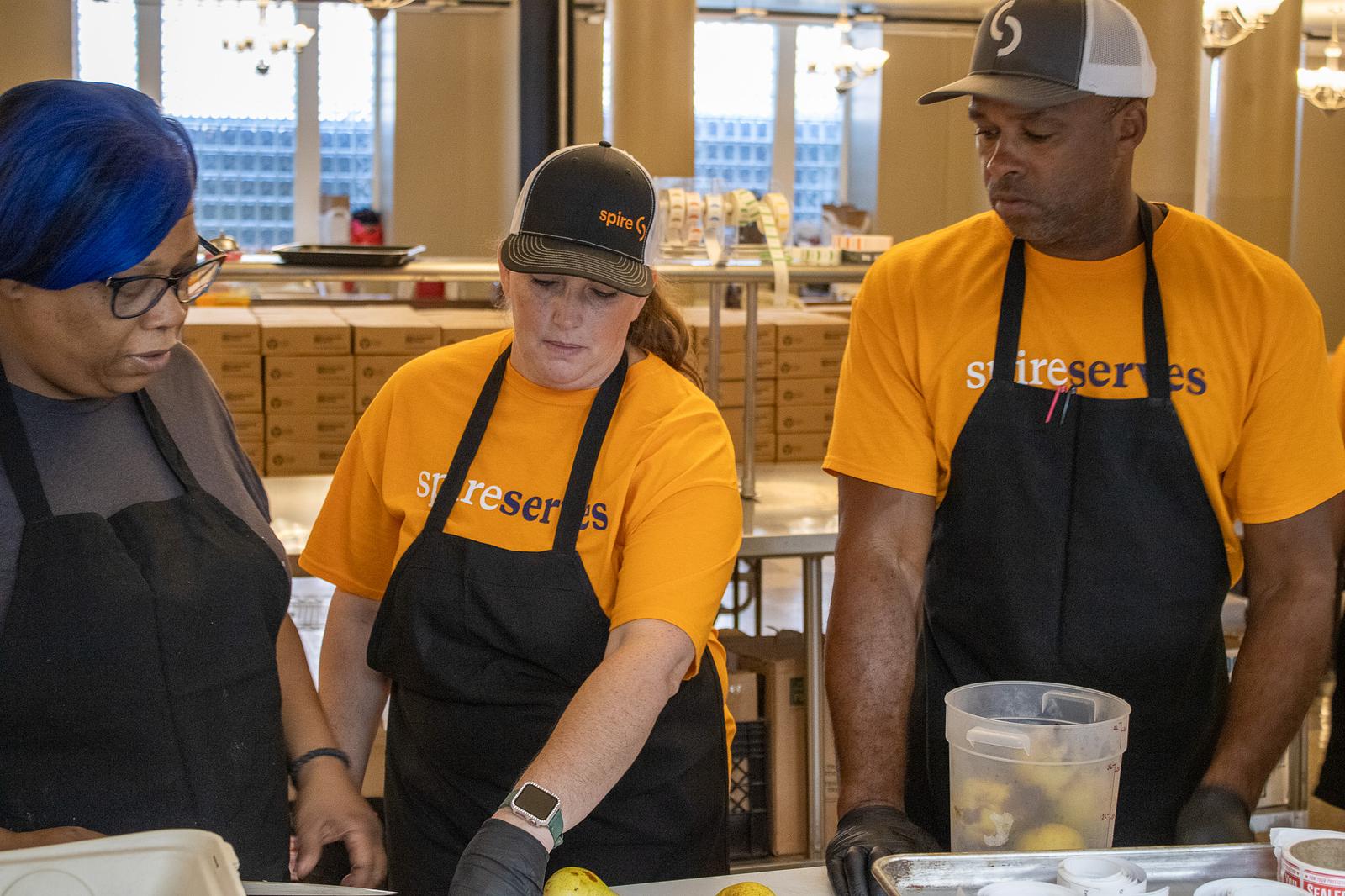 spire volunteers preparing food