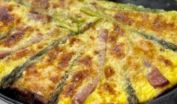 Image of frittata in a cast iron skillet