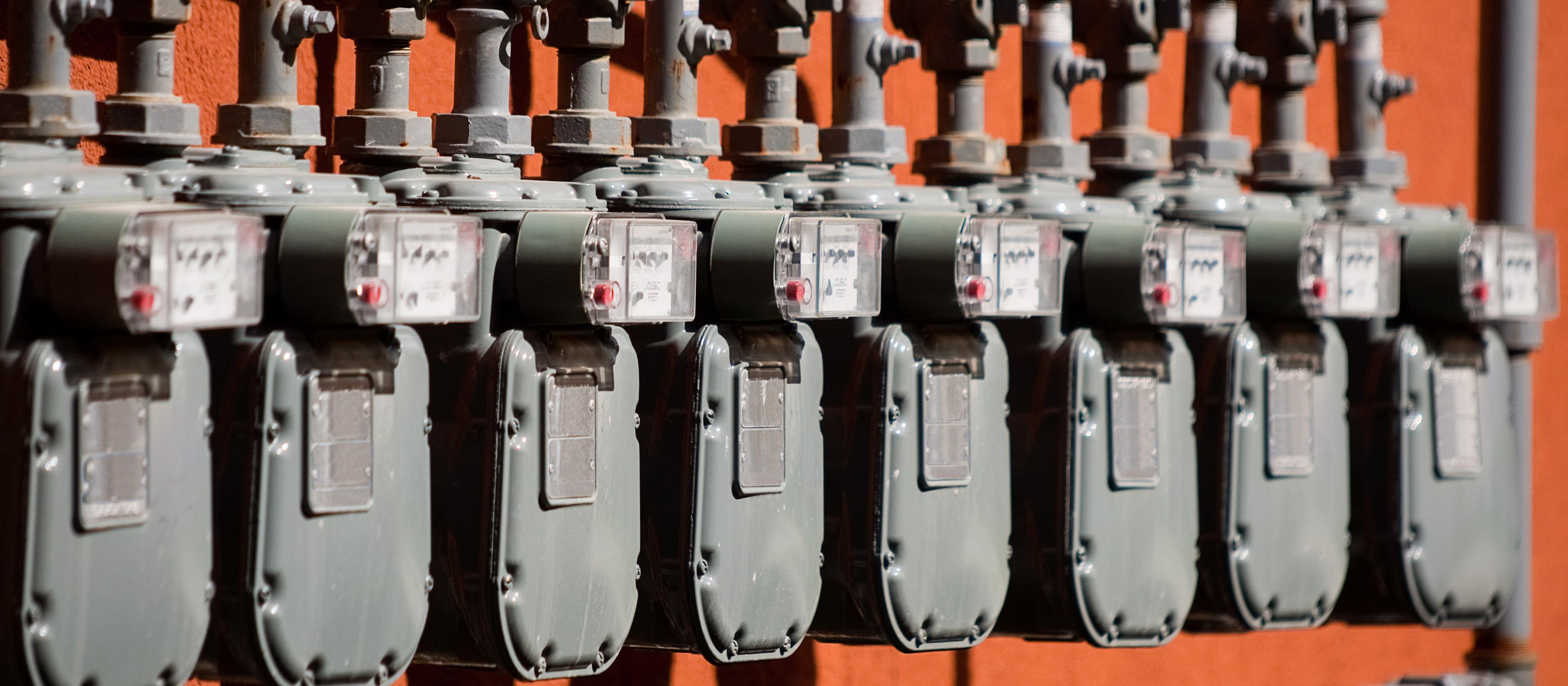 Row of gas meters