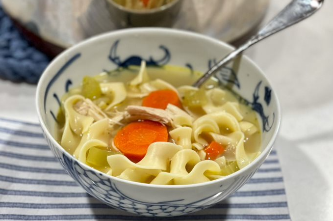 Image of a bowl filled with turkey soup