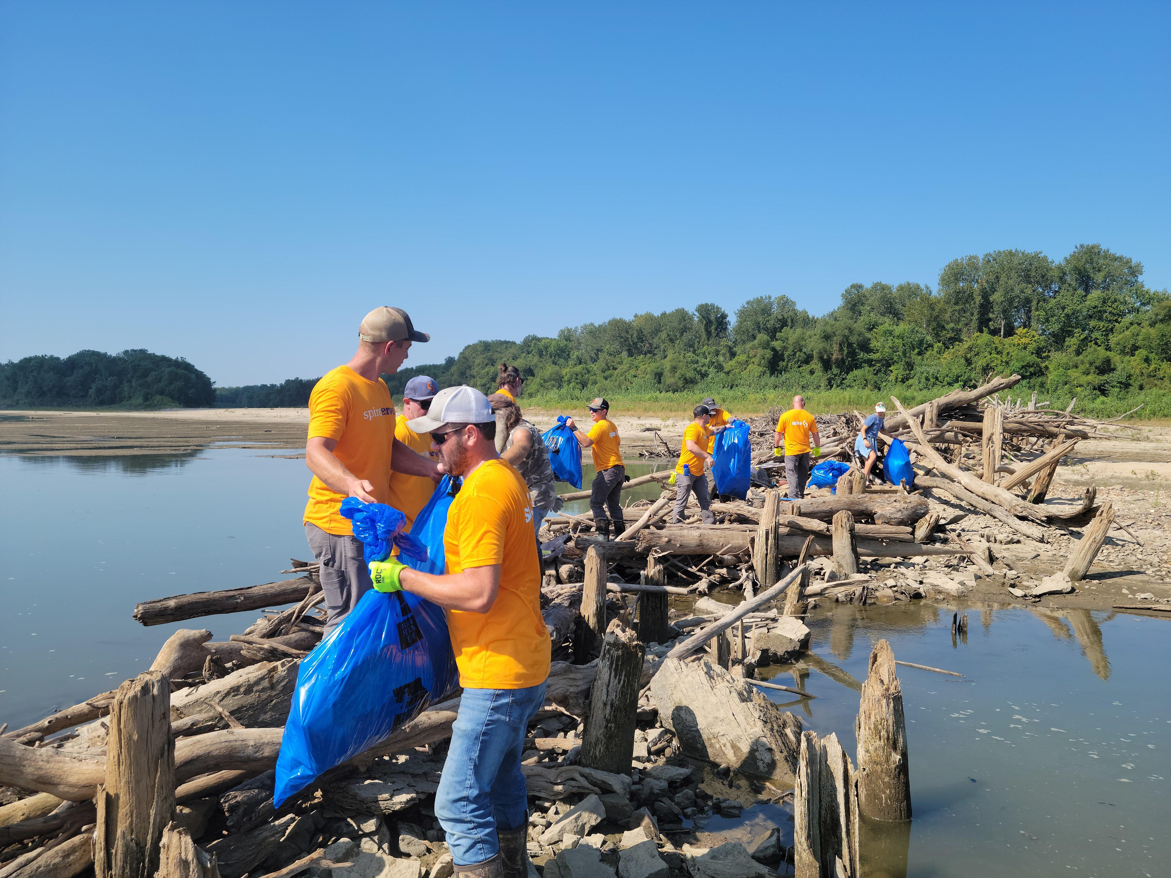 spire volunteers cleaning up the river