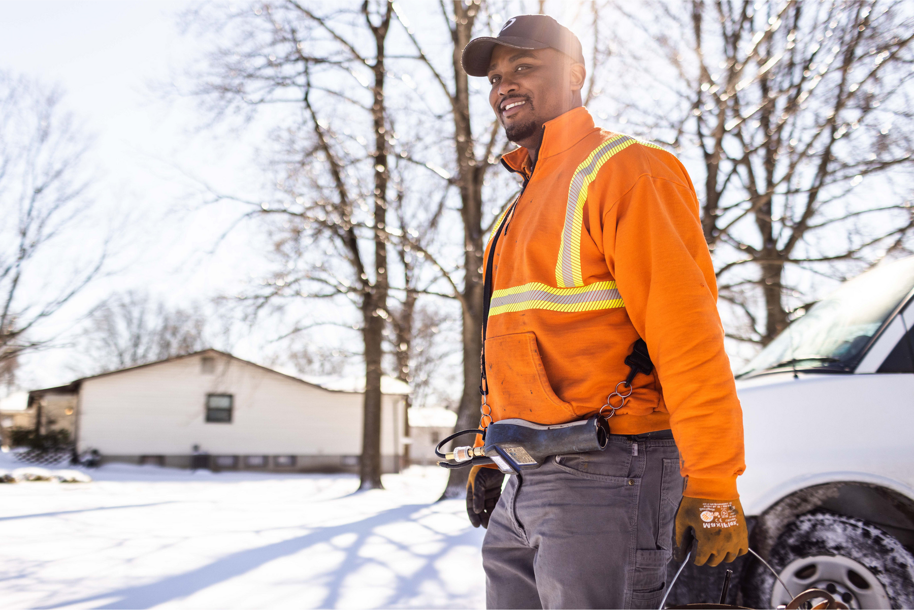 Image of Spire service technician in the snow