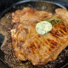 steak in a cast iron skillet