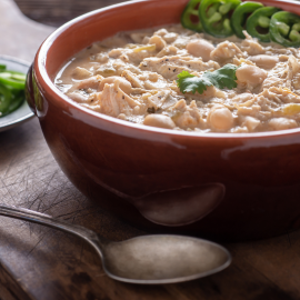 Bowl of white bean chicken chili